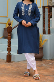 Blue - 1pc Embroidered