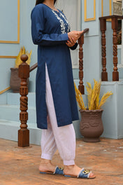 Blue - 1pc Embroidered