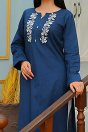 Blue - 1pc Embroidered