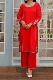Red Rose- 2pc Embroidered