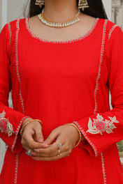 Red Rose- 2pc Embroidered